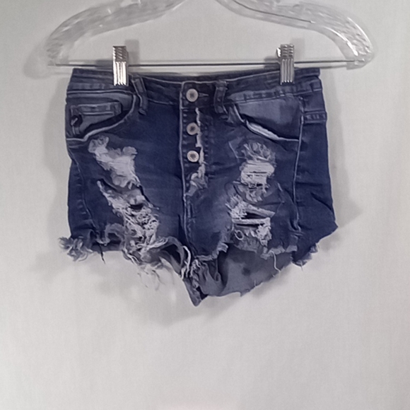 Kancan Distressed Button Fly Jeans Shorts Size 5/26 - Picture 1 of 4